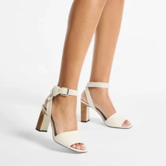 Rori 85 Latte Shiny Calf Leather and Shiny Cork Sandals