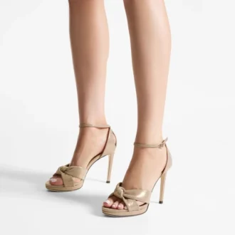 Rosie 100 Gold Shimmer Suede Platform Sandals