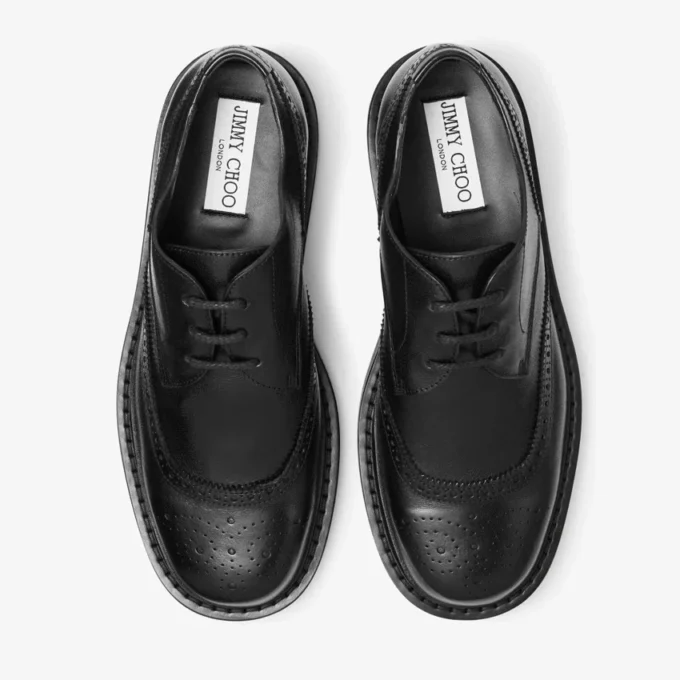 Rowan Brogue Derby Black Vintage Leather Loafer