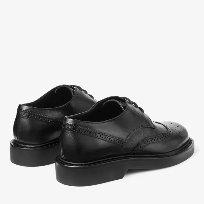 Rowan Brogue Derby Black Vintage Leather Loafer