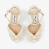 Sacora 100 White Satin Sandals with All over Pearls