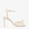 Sacora 85 Ivory Floral Lace Sandals with Pearl Detail