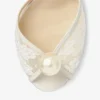Sacora 85 Ivory Floral Lace Sandals with Pearl Detail