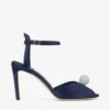 Sacora 85 Marine Satin Sandals with Crystal-Embellished Sphere