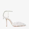 Saeda 100 Ivory Mesh Pumps with Petal Embroidery