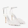 Saeda 100 Ivory Mesh Pumps with Petal Embroidery