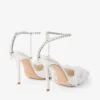 Saeda 100 Ivory Mesh Pumps with Petal Embroidery