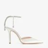 Saeda 100 Ivory Satin Pumps with Crystal Embellishment