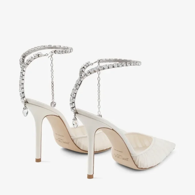 Saeda 100 Ivory Tulle Crystal Pumps
