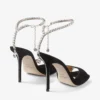 Saeda Sandal 100 Black Suede Sandals with Crystal Embellishment
