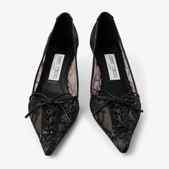 Scarlett 50 Black Jimmy Choo Lace Pumps