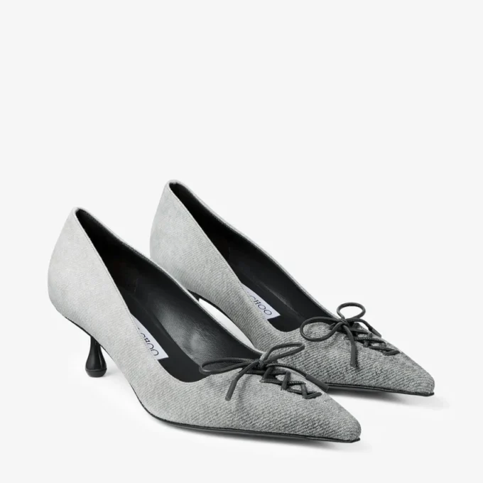 Scarlett 50 Dove Suede Denim Pumps