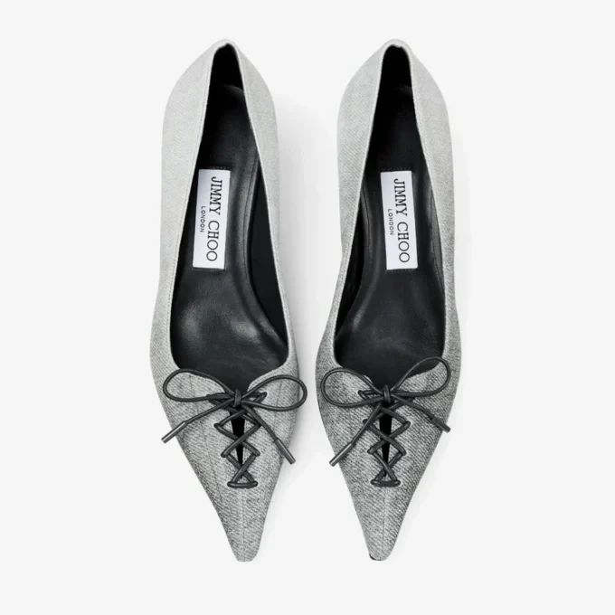 Scarlett 50 Dove Suede Denim Pumps