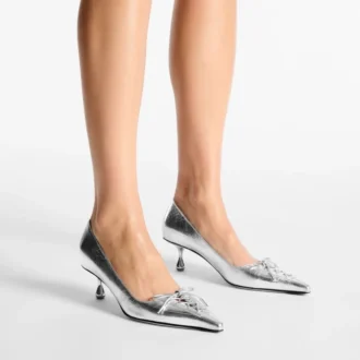 Scarlett 50 Silver Vintage Metallic Leather Pumps