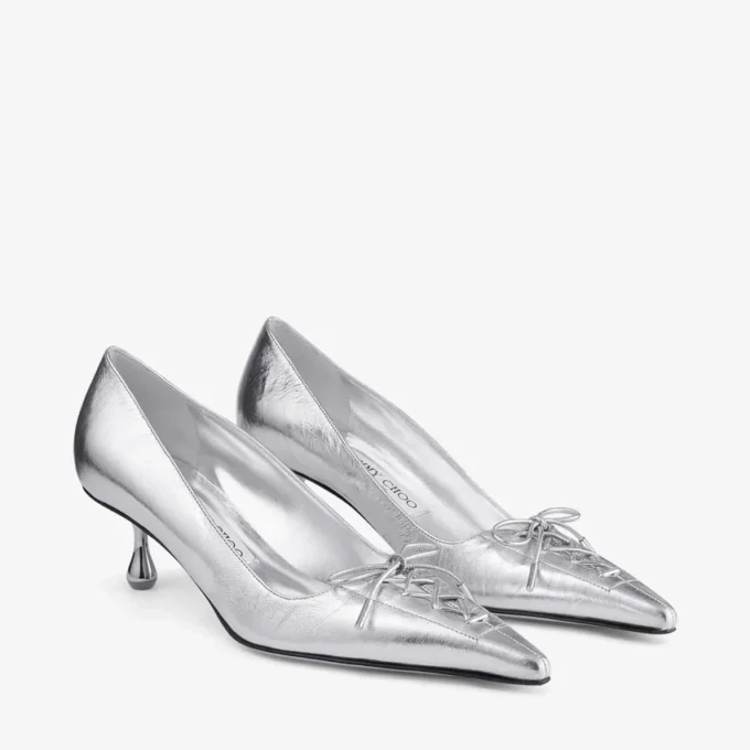 Scarlett 50 Silver Vintage Metallic Leather Pumps