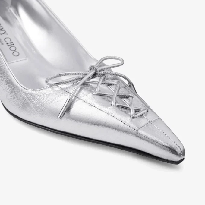 Scarlett 50 Silver Vintage Metallic Leather Pumps