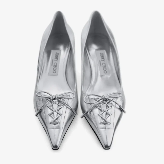 Scarlett 50 Silver Vintage Metallic Leather Pumps