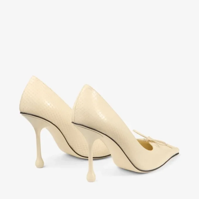 Scarlett 95 Buttermilk Elaphe Printed Leather Pumps