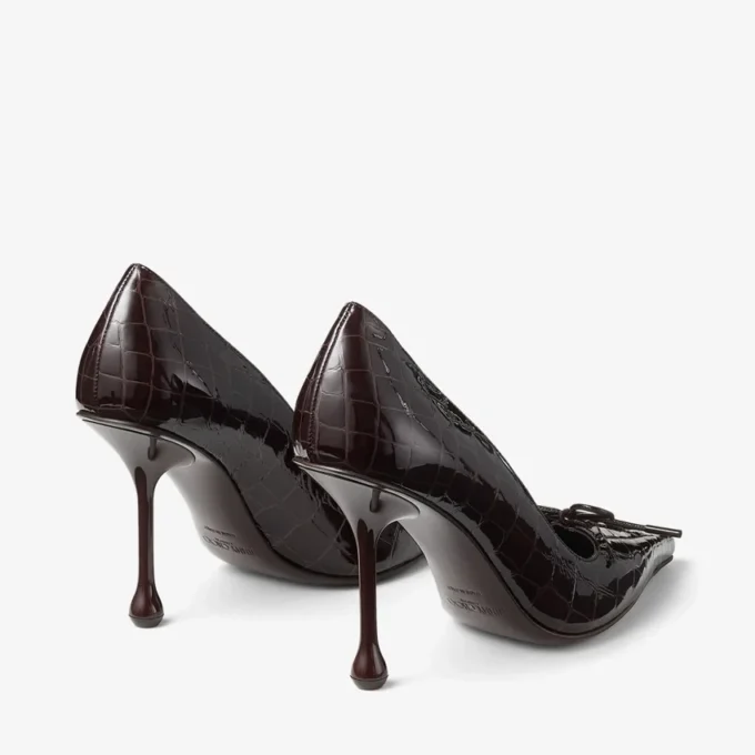 Scarlett 95 Sambuco Shiny Croc Embossed Leather Pumps