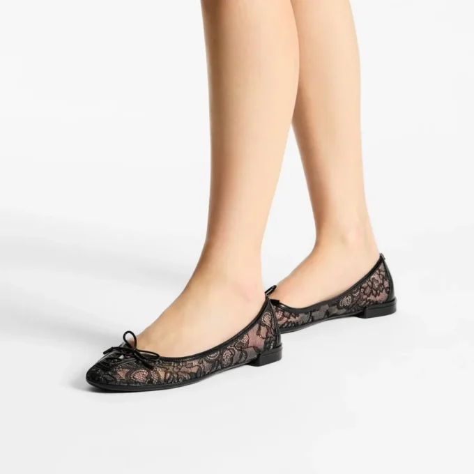 Scarlett Ballerina Black Jimmy Choo Lace Ballerina Flats