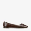Scarlett Ballerina Chocolate Croc Embossed Leather Ballerina Flats