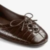 Scarlett Ballerina Chocolate Croc Embossed Leather Ballerina Flats