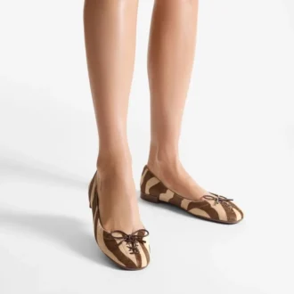 Scarlett Ballerina Chocolate Zebra Printed Pony Ballerina Flats
