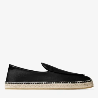 Shenton Espadrille Black Tumbled Leather Espadrilles