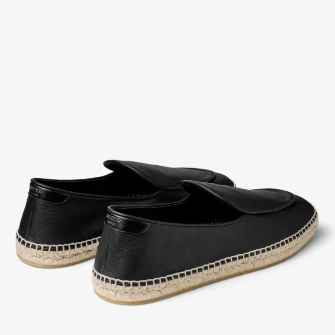 Shenton Espadrille Black Tumbled Leather Espadrilles