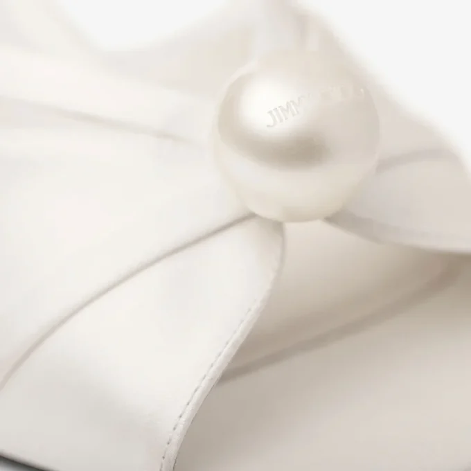 Siva Mule 50 Ivory Satin Mule with Pearl Embellishment