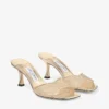 Skye 70 Gold Illusion Crystal Mesh and Liquid Metal Leather Sandals
