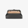 Skylar Black Shiny Snake Printed Leather Clutch with Square Jc Clasp
