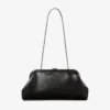 Skylar Black Shiny Snake Printed Leather Clutch with Square Jc Clasp