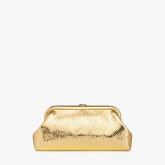 Skylar Gold Candy Wrap Leather Clutch with Square Jc Clasp