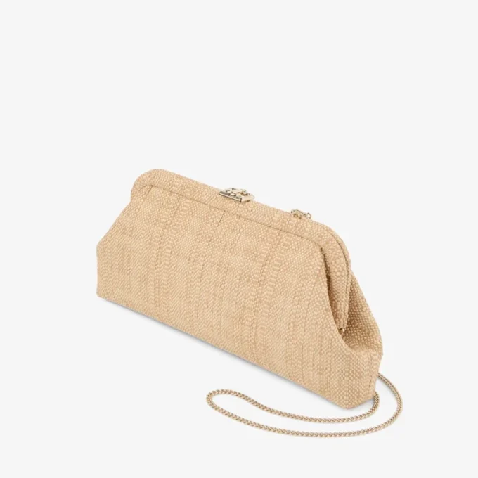 Skylar Natural Fine Raffia Clutch Bag with Square Jc Clasp
