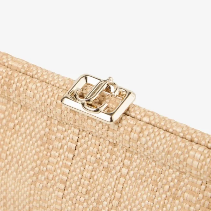Skylar Natural Fine Raffia Clutch Bag with Square Jc Clasp