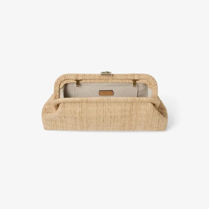 Skylar Natural Fine Raffia Clutch Bag with Square Jc Clasp
