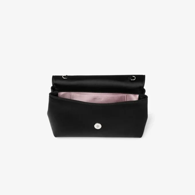 Soft Bow Mini Bag Black Satin Mini Bag with Crystal Bow