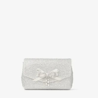 Soft Bow Mini Bag Ivory Satin Mini Bag with Crystal Bow