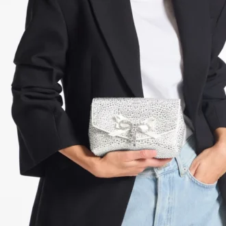 Soft Bow Mini Bag Ivory Satin Mini Bag with Crystal Bow