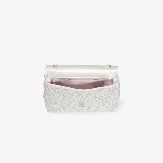 Soft Bow Mini Bag Ivory Satin Mini Bag with Crystal Bow