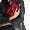 Soft Bow Mini Bag Ruby Red Satin Mini Bag with Crystal Bow