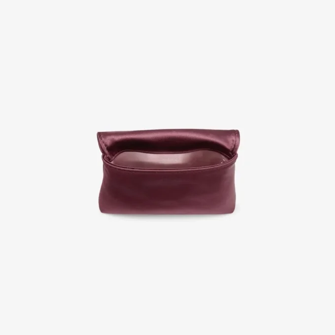 Soft Card Holder with Chain Deep Merlot Satin Cardholder with Crystal Bow