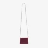 Soft Card Holder with Chain Deep Merlot Satin Cardholder with Crystal Bow