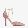 Stevie 100 Silky Blush Satin Crystal Pumps