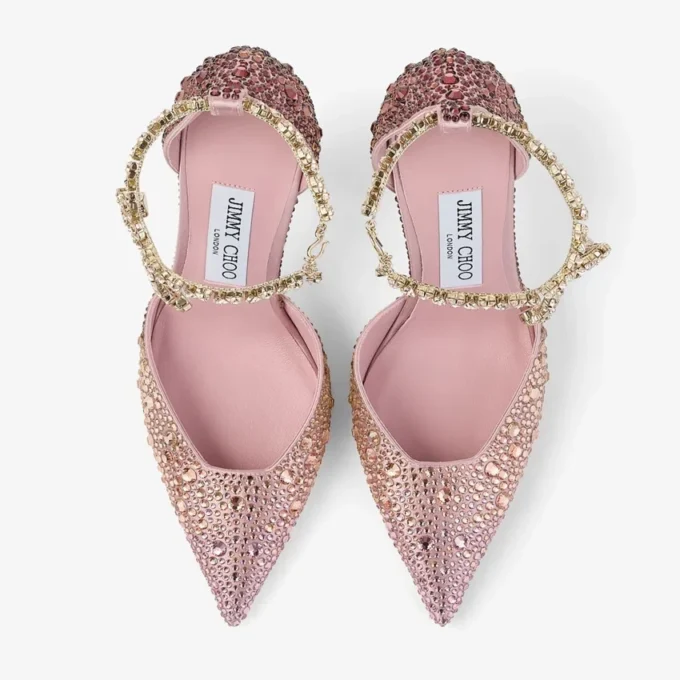 Stevie 100 Silky Blush Satin Crystal Pumps