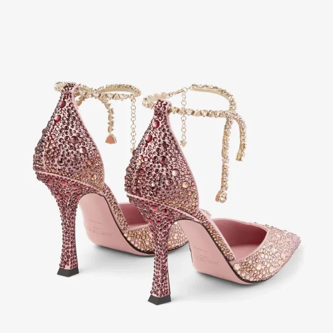 Stevie 100 Silky Blush Satin Crystal Pumps