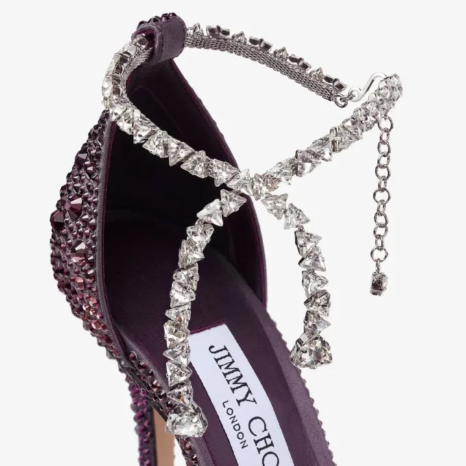 Stevie 100 Winter Bloom and Violet Orchid Mix Satin Pumps with Degrade Crystal