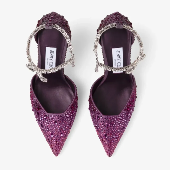 Stevie 100 Winter Bloom and Violet Orchid Mix Satin Pumps with Degrade Crystal
