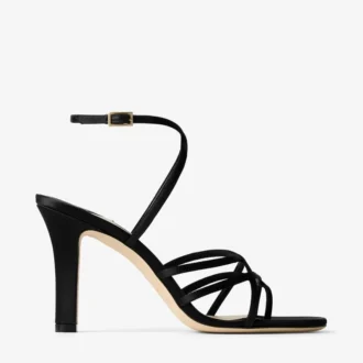 Strappy Black Satin Sandal